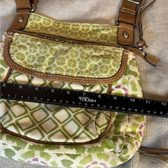 Fossil Green Geometric Margot Canvas Adjustable Crossbody Purse Shoulder Bag - Picture 10 of 11